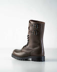 Dark Brown Leather Lace Up Boots