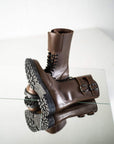 Dark Brown Leather Lace Up Boots