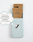 Save the Puffin Ribbed Bamboo Socks in Blue