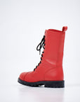 Red High Lace Up Aviator Boots