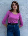 3/4 Sleeve Scoop Neck Cotton Modal T-Shirt