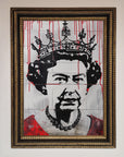 Luxury Queen Elizabeth graffiti red blood framed poster, stylish royal urban street art decor, premium framed wall art by Zestio at brixbailey.com