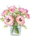 Real Touch Ranunculus Flower Arrangement in Vase - 8"
