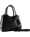 Italian Leather Handbag for Women - Made in Italy - Genuine Leather, Black, Gunmetal Zipper & Accessories - 33x25x15 cm by Kailimood.store at brixbailey.com