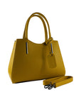 Renato Borzatta Italy Since 1978 - Mustard Yellow Genuine Leather Handbag for Women - Made in Italy with Adjustable Strap & Gunmetal Zipper by Kailimood.store at brixbailey.com