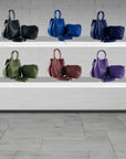 Italian Leather Bucket Bag for Women with Pouch & Adjustable Strap - Made in Italy - Elegant Purple Suede Inserts by Kailimood.store at brixbailey.com