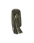 RB1007AQ | Tracollina Donna in Vera Pelle Made in Italy.Tracolla removibile. Attacchi con moschettoni in metallo Oro Lucido - Colore Taupe - Dimensioni: cm 20 x 15 x 7
