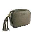 RB1007AQ | Tracollina Donna in Vera Pelle Made in Italy.Tracolla removibile. Attacchi con moschettoni in metallo Oro Lucido - Colore Taupe - Dimensioni: cm 20 x 15 x 7