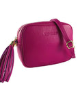 RENATO BORZATTA Italy Since 1978 - Adjustable Fuchsia Genuine Leather Crossbody Bag for Women - Made in Italy by Kailimood.store at brixbailey.com