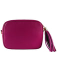 Italian Leather Crossbody Bag for Women - Adjustable Shoulder Strap - Made in Italy - Fuchsia & Gold Accents by Kailimood.store at brixbailey.com