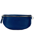 Italian Leather Crossbody Bag - Made in Italy - Blue Dollar Grain Leather - Adjustable Strap by Kailimood.store at brixbailey.com