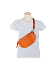 Orange Leather Crossbody Bag Made in Italy - Adjustable Strap & Nickel Hardware by Kailimood.store at brixbailey.com