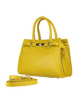 Italian Leather Handbag for Women - Mustard Yellow Adjustable Strap & Gold Hardware by Kailimood.store at brixbailey.com