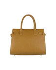 RB1016S | Borsa Donna a Mano in Vera Pelle Made in Italy con tracolla removibile. Attacchi con moschettoni in metallo Oro Lucido - Colore Cognac - Dimensioni: cm 28 x 20 x 14 + 12,5