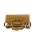 RB1016S | Borsa Donna a Mano in Vera Pelle Made in Italy con tracolla removibile. Attacchi con moschettoni in metallo Oro Lucido - Colore Cognac - Dimensioni: cm 28 x 20 x 14 + 12,5