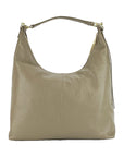 Soft Shoulder Bag for Women in Genuine Dollar Grain Leather - Made in Italy - Taupe & Gold Accents by Kailimood.store at brixbailey.com