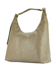 Soft Shoulder Bag for Women in Genuine Dollar Grain Taupe Leather - Made in Italy by Kailimood.store at brixbailey.com