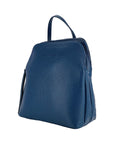 Renato Borzatta Italy Since 1978 - Genuine Italian Leather Women's Backpack with Double Compartment - Blue Adjustable Strap & Gunmetal Zipper by Kailimood.store at brixbailey.com