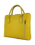 Unisex Mustard Yellow Genuine Dollar Grain Leather Business Folder - Made in Italy | Compact & Elegant with Nickel Zipper & Notebook Pocket by Kailimood.store at brixbailey.com