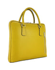Unisex Mustard Yellow Genuine Dollar Grain Leather Business Folder - Made in Italy | 36 x 29 x 6.5 cm | External Zip Pocket & Notebook Compartment by Kailimood.store at brixbailey.com