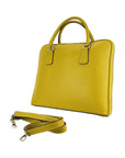 Unisex Mustard Yellow Genuine Dollar Grain Leather Business Folder - Made in Italy | 36x29x6.5cm | Zippered Pockets & Nickel Hardware by Kailimood.store at brixbailey.com