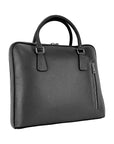 Unisex Business Leather Briefcase Made in Italy - Premium Dollar Grain Leather - Black - Compact & Elegant Design by Kailimood.store at brixbailey.com