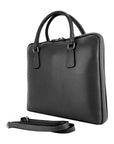 Luxury Unisex Business Briefcase in Genuine Italian Leather - Made in Italy | Black Elegant Tote with Metal Zipper & Notebook Pocket by Kailimood.store at brixbailey.com