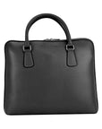 Unisex Business Leather Briefcase Made in Italy - Premium Dollar Grain Leather, Black, Nickel Zipper & Notebook Pocket by Kailimood.store at brixbailey.com