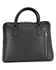Unisex Business Leather Briefcase Made in Italy - Premium Dollar Grain Leather, Black, Nickel Zipper & Handles, Compact & Elegant by Kailimood.store at brixbailey.com