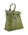 Italian Soft Leather Women's Backpack - Made in Italy - Adjustable Straps & Gold Zipper - Elegant Green by Kailimood.store at brixbailey.com