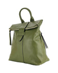 Italian Soft Leather Women's Backpack - Made in Italy - Adjustable Straps & Gold Zipper - Elegant Green by Kailimood.store at brixbailey.com