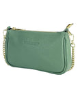 Mini Leather Crossbody Bag with Gold Chain - Made in Italy | Mint Color | 20x12x6 cm by Kailimood.store at brixbailey.com