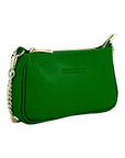 RENATO BORZATTA Mini Bag with Gold Metal Chain Strap - Made in Italy Genuine Leather Green - Fashionable & Practical 20x12x6 cm by Kailimood.store at brixbailey.com
