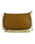 Mini Bag with Gold Metal Chain Strap - Genuine Leather Cognac - Made in Italy by Kailimood.store at brixbailey.com