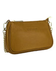 Mini Bag with Gold Metal Chain Strap - Genuine Leather Cognac - Made in Italy - Elegant & Functional by Kailimood.store at brixbailey.com
