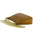 Mini Bag with Gold Metal Chain Strap - Genuine Leather Cognac - Made in Italy - 20x12x6cm - Elegant & Functional by Kailimood.store at brixbailey.com