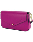 Renato Borzatta Italy Shoulder Bag in Genuine Fuchsia Leather with Removable Gold Chain Strap - Made in Italy by Kailimood.store at brixbailey.com