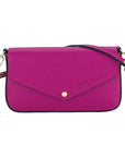 Renato Borzatta Italy Shoulder Bag in Genuine Leather with Removable Gold Chain Strap - Fuchsia Elegance by Kailimood.store at brixbailey.com