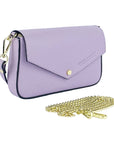 Italian Leather Shoulder Bag with Removable Gold Chain Strap - Made in Italy | Lilac Mini Bag by Kailimood.store at brixbailey.com