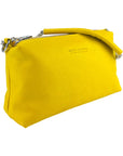 Yellow Leather Zip Top Handbag for Women - Made in Italy with Chain Handle & Adjustable Strap by Kailimood.store at brixbailey.com