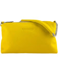 Yellow Leather Zip Top Handle Bag with Chain Strap - Made in Italy by Kailimood.store at brixbailey.com