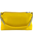 Yellow Leather Zip Top Handle Bag with Chain Strap - Made in Italy by Kailimood.store at brixbailey.com