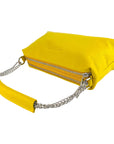 Yellow Leather Zip Closure Handbag for Women - Made in Italy | Double Compartment & Chain Strap by Kailimood.store at brixbailey.com