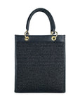 Vertical Leather & Straw Handbag for Women - Made in Italy | Removable Shoulder Strap | Gold Accents | Elegant & Functional by Kailimood.store at brixbailey.com