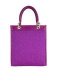 Vertical Handbag for Women in Genuine Leather & Straw - Made in Italy - Raspberry Color, Adjustable Strap, Gold Hardware by Kailimood.store at brixbailey.com