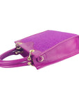 Vertical Handbag for Women in Raspberry - Made in Italy Genuine Leather & Straw - Adjustable Shoulder Strap - Elegant & Functional by Kailimood.store at brixbailey.com