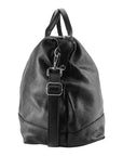 Italian Leather Travel Duffle Bag with Removable Shoulder Strap - Made in Italy - Black - 57x26x24 cm by Kailimood.store at brixbailey.com