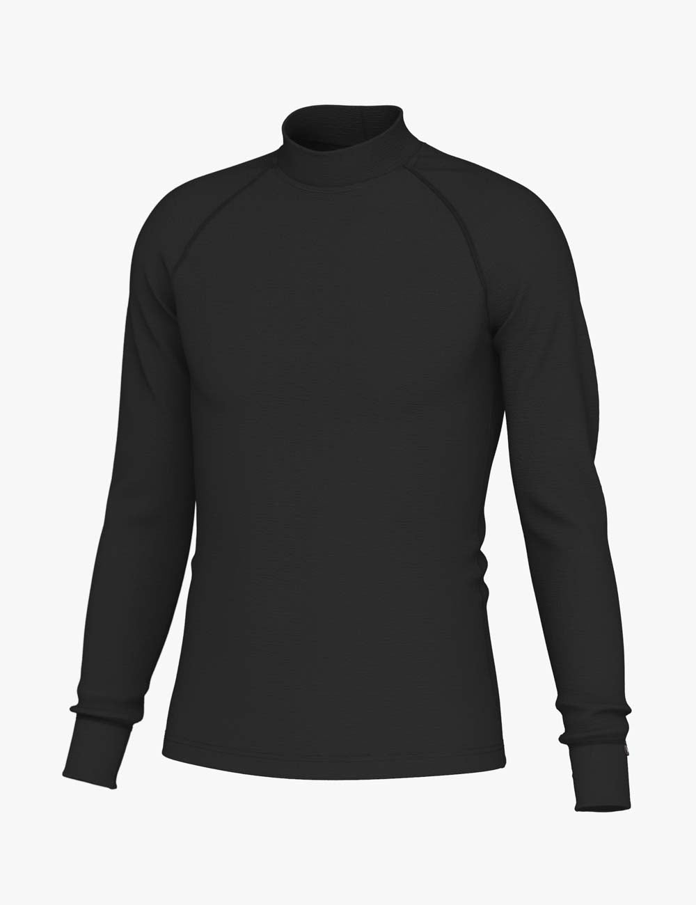 Mens Merino Wool Long Sleeve Shirt with Semi Turtleneck