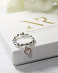 Sterling Silver Oval Bead Heart Ring