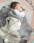 Cute Bunny Knitted Baby Blanket - Soft Acrylic, White & Gray, 41x29 Inch Warm Sleep Blanket by Baby Lamby at brixbailey.com